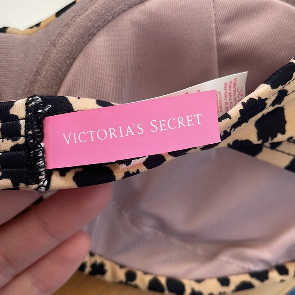 Victoria’s Secret The Knockout Bandeau 32C bikini top animal print swim leopard